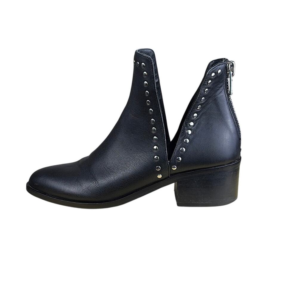 Steve Madden Conquest Black Leather Studded Ankle Boots Womens 6.5